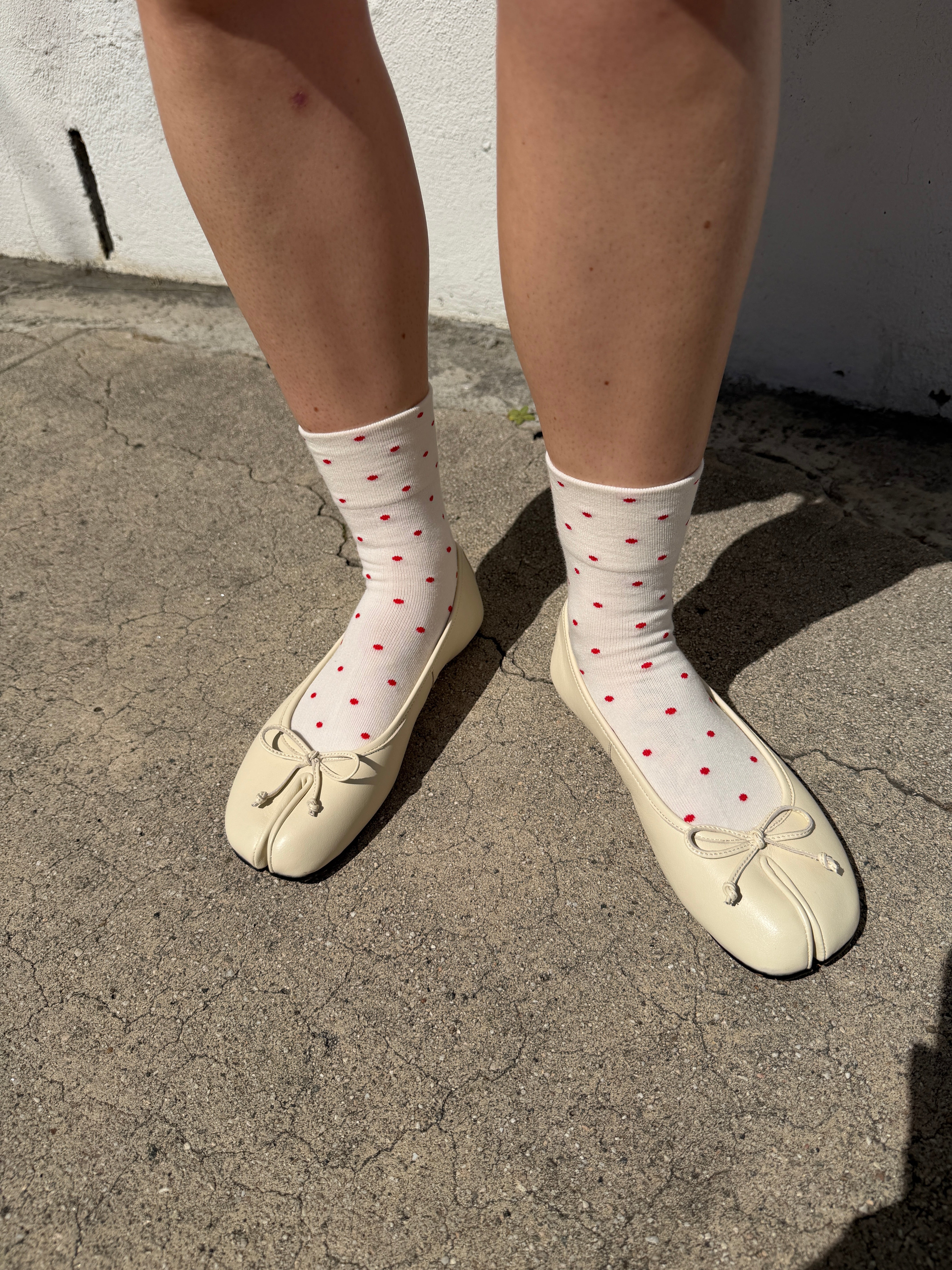 Patterned Sneaker Socks Cream Red Fine Craftsmanship