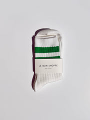 Her Varsity Socks White Kelly Fresh Design