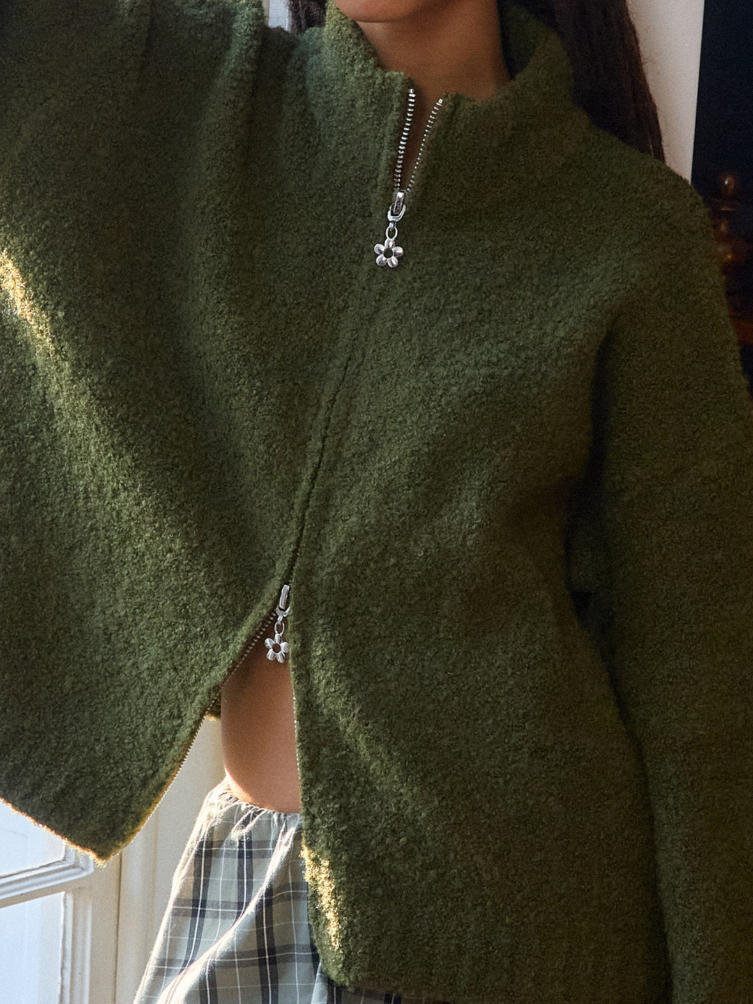 Gemma Zip Up Moss Fine Craftsmanship