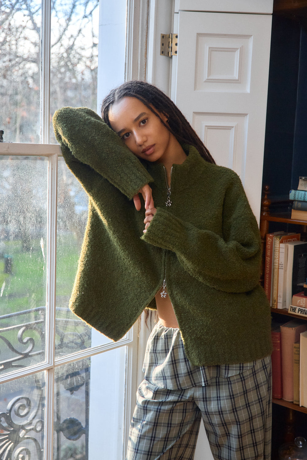 Gemma Zip Up Moss Fine Craftsmanship