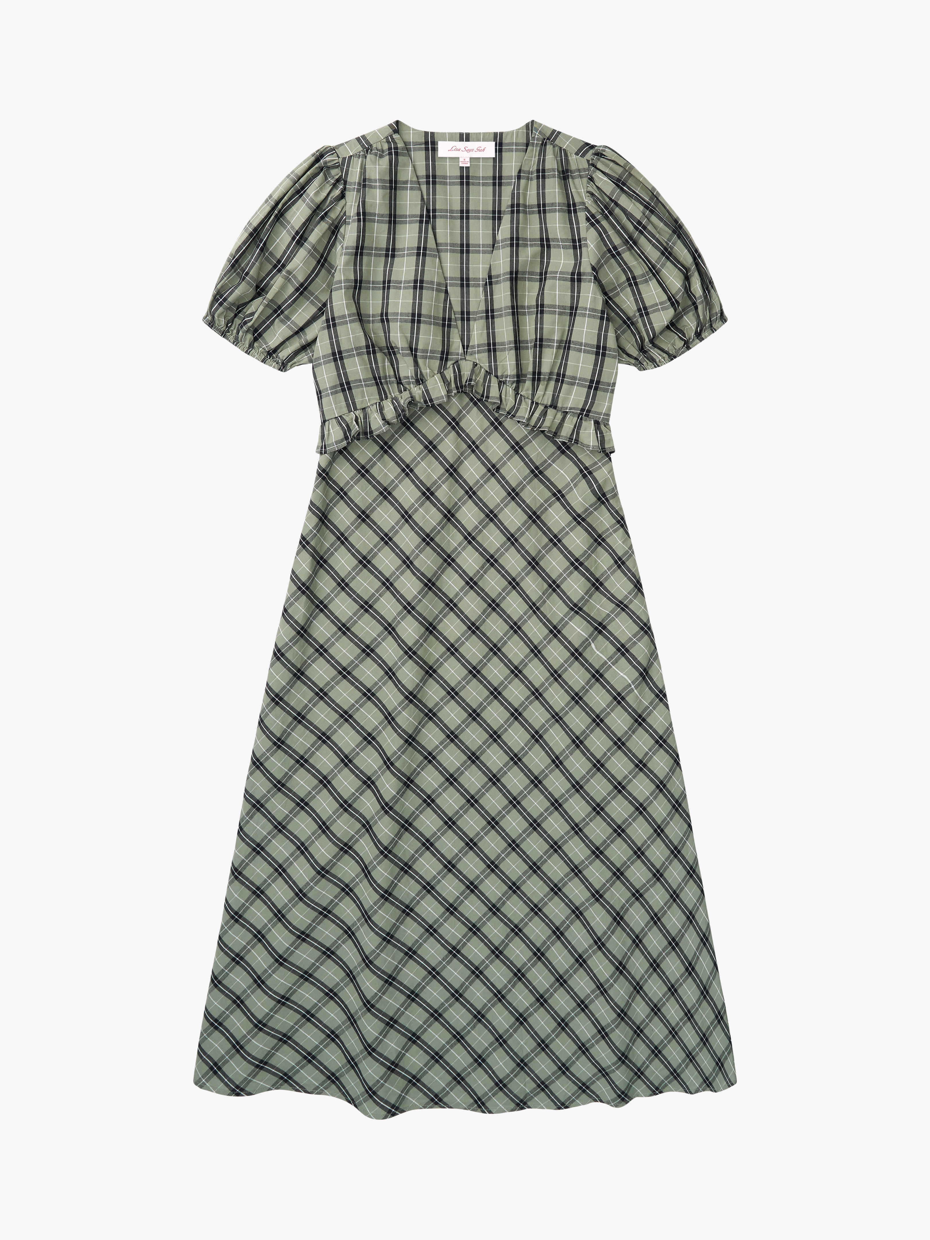 Emma Dress Moss Plaid All New