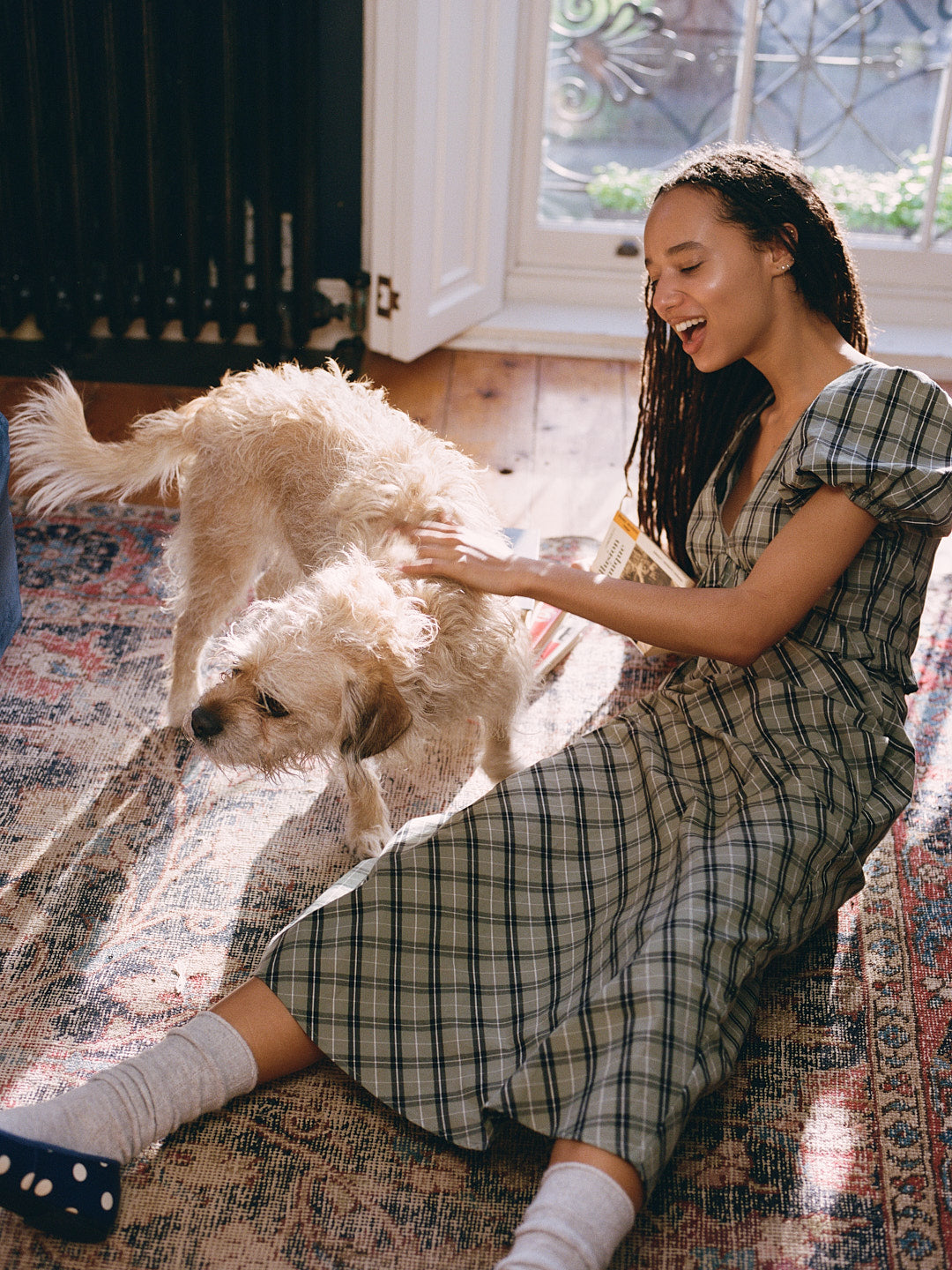 Emma Dress Moss Plaid All New