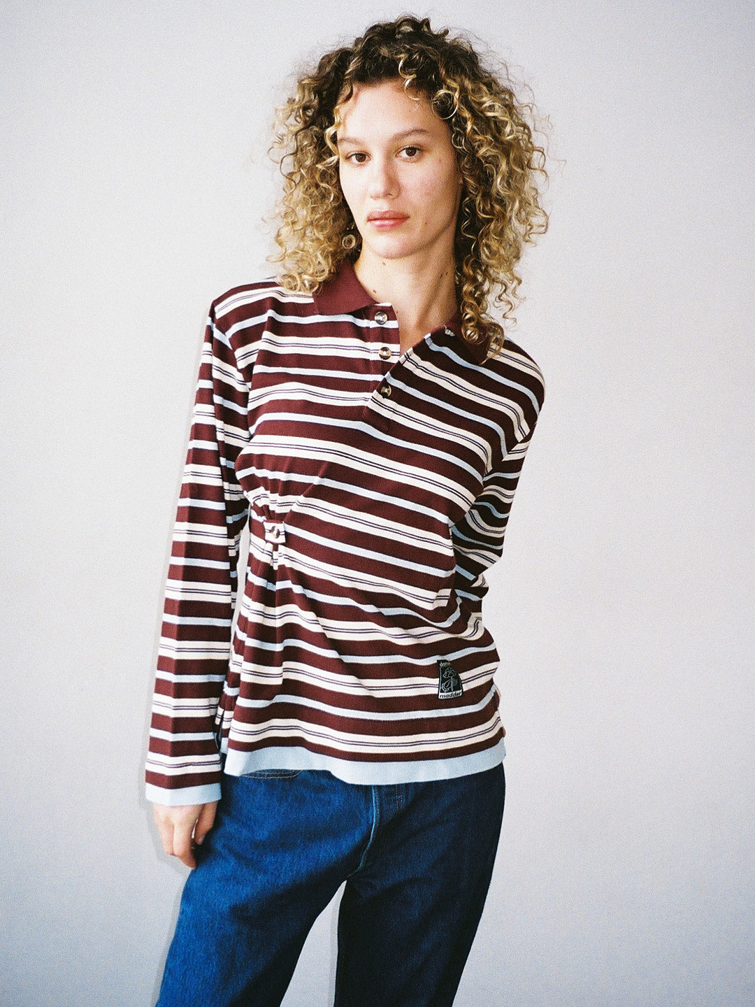 Noah Cinch Layered Rugby Polo Chocolate Stripe Exclusive Style