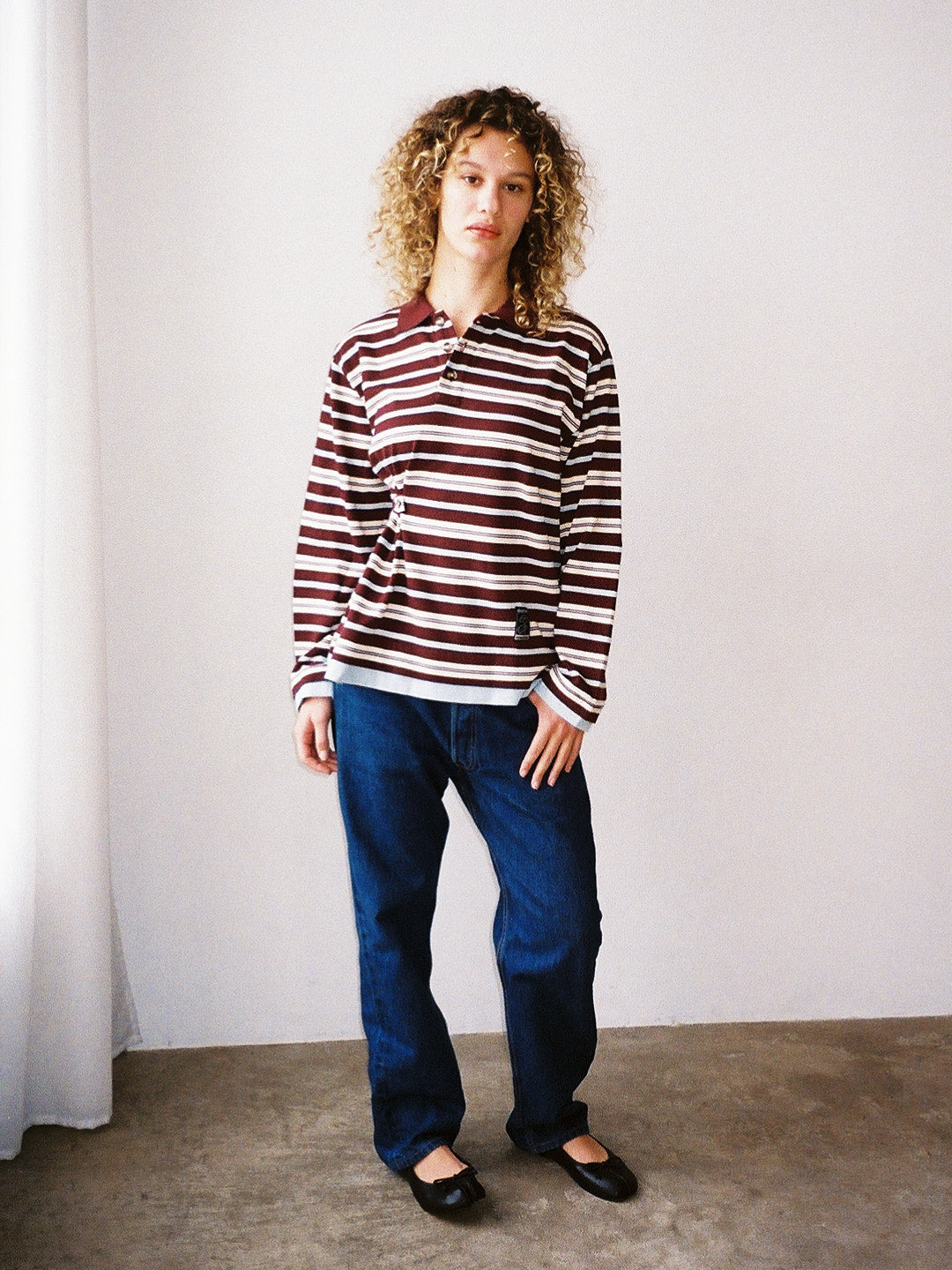 Noah Cinch Layered Rugby Polo Chocolate Stripe Exclusive Style