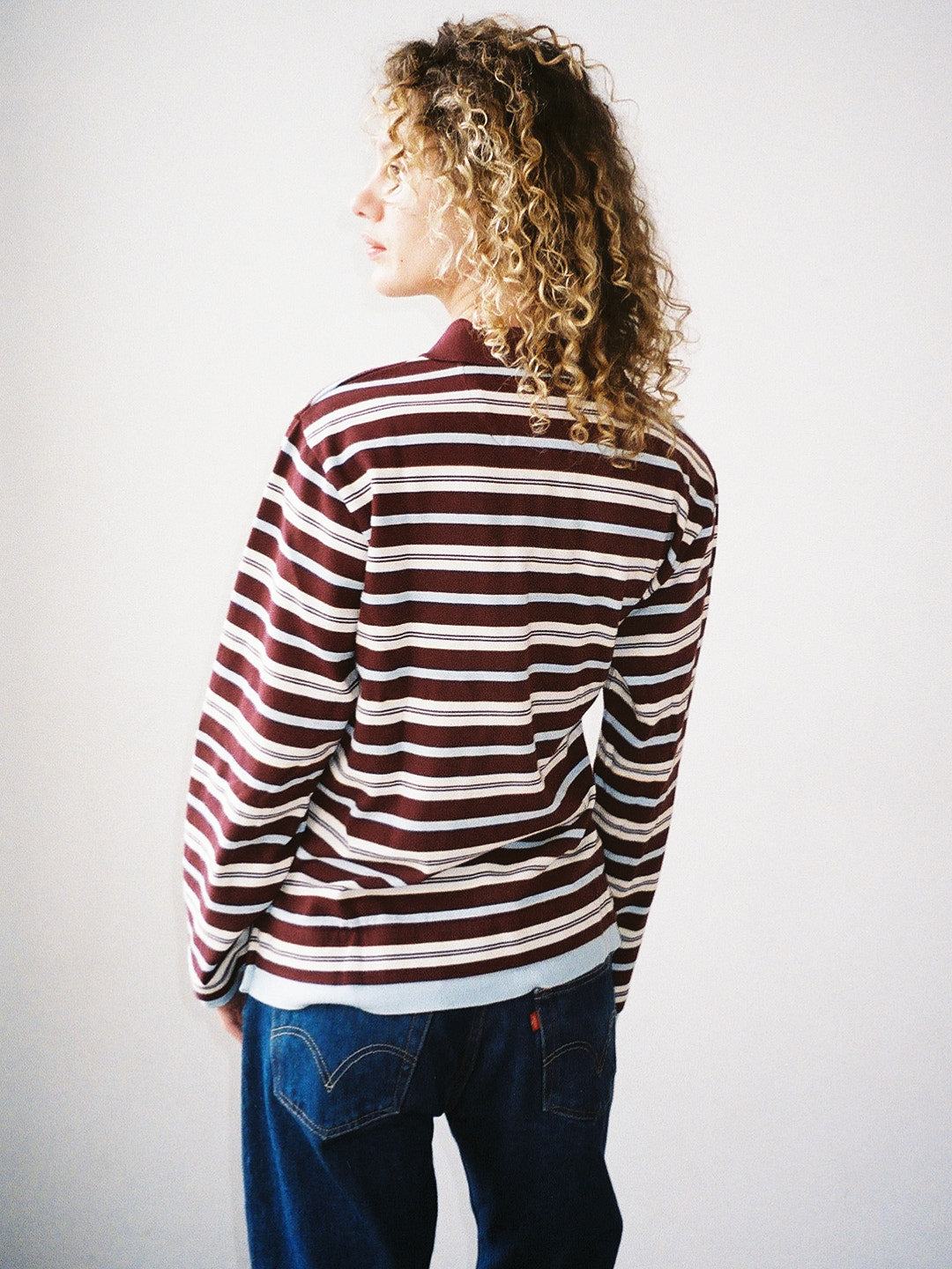 Noah Cinch Layered Rugby Polo Chocolate Stripe Exclusive Style