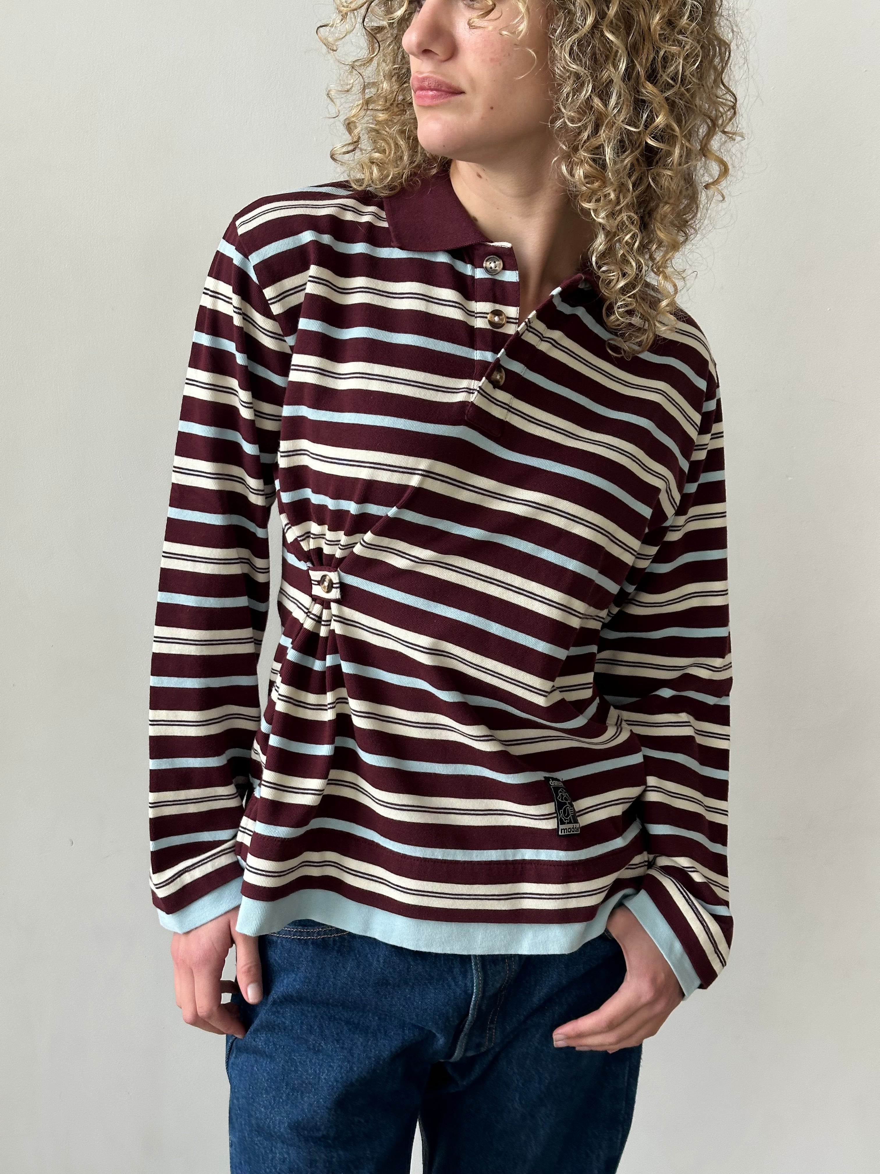 Noah Cinch Layered Rugby Polo Chocolate Stripe Exclusive Style