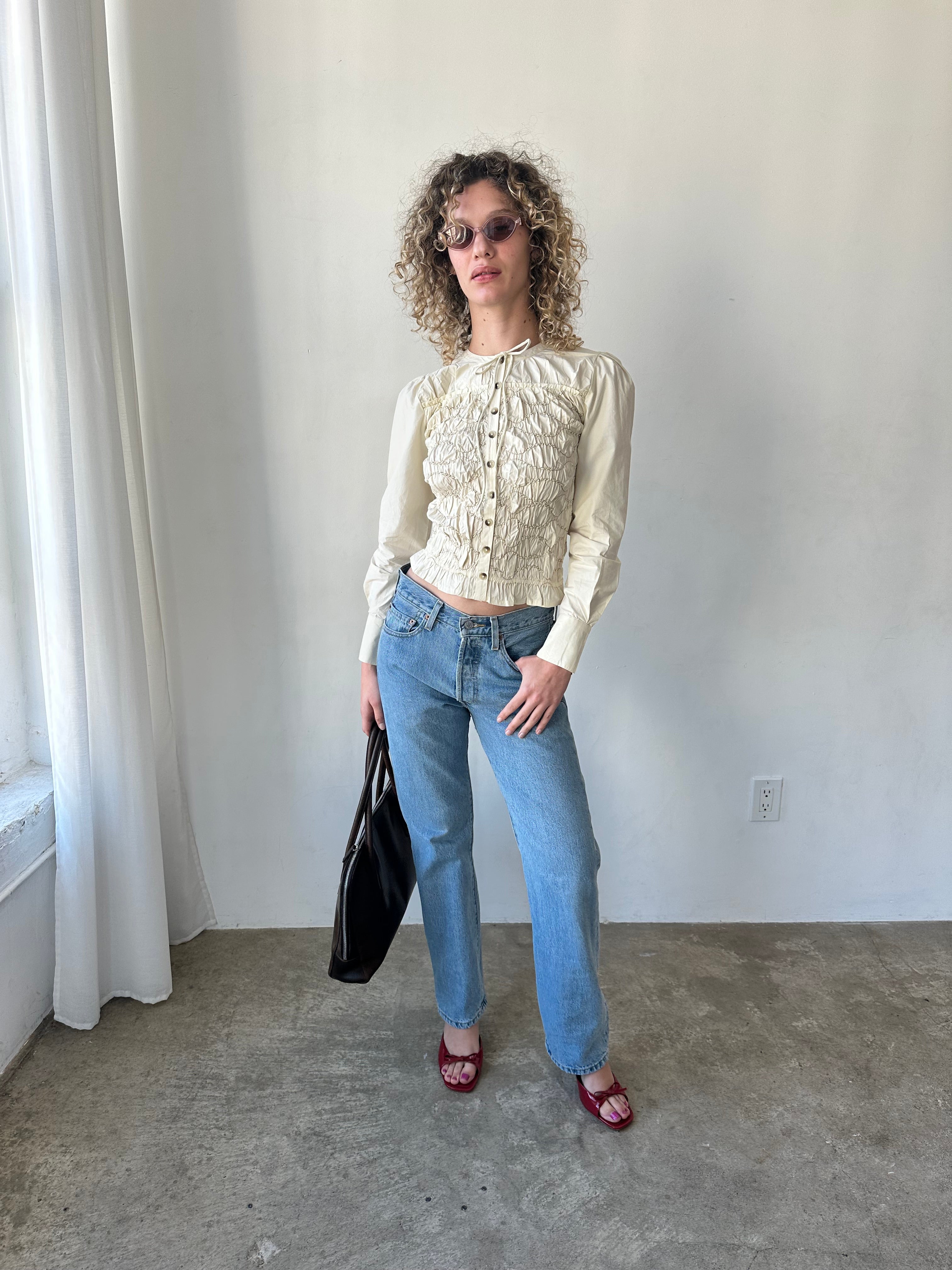 Elliana Smocked Cardi Butter Smocked Fine Craftsmanship