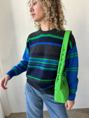 Rene Crew Jumper Green & Blue Stripe All New