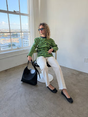 Prudie Ruffle Long Sleeve Tee Navy/Lime Exclusive Style
