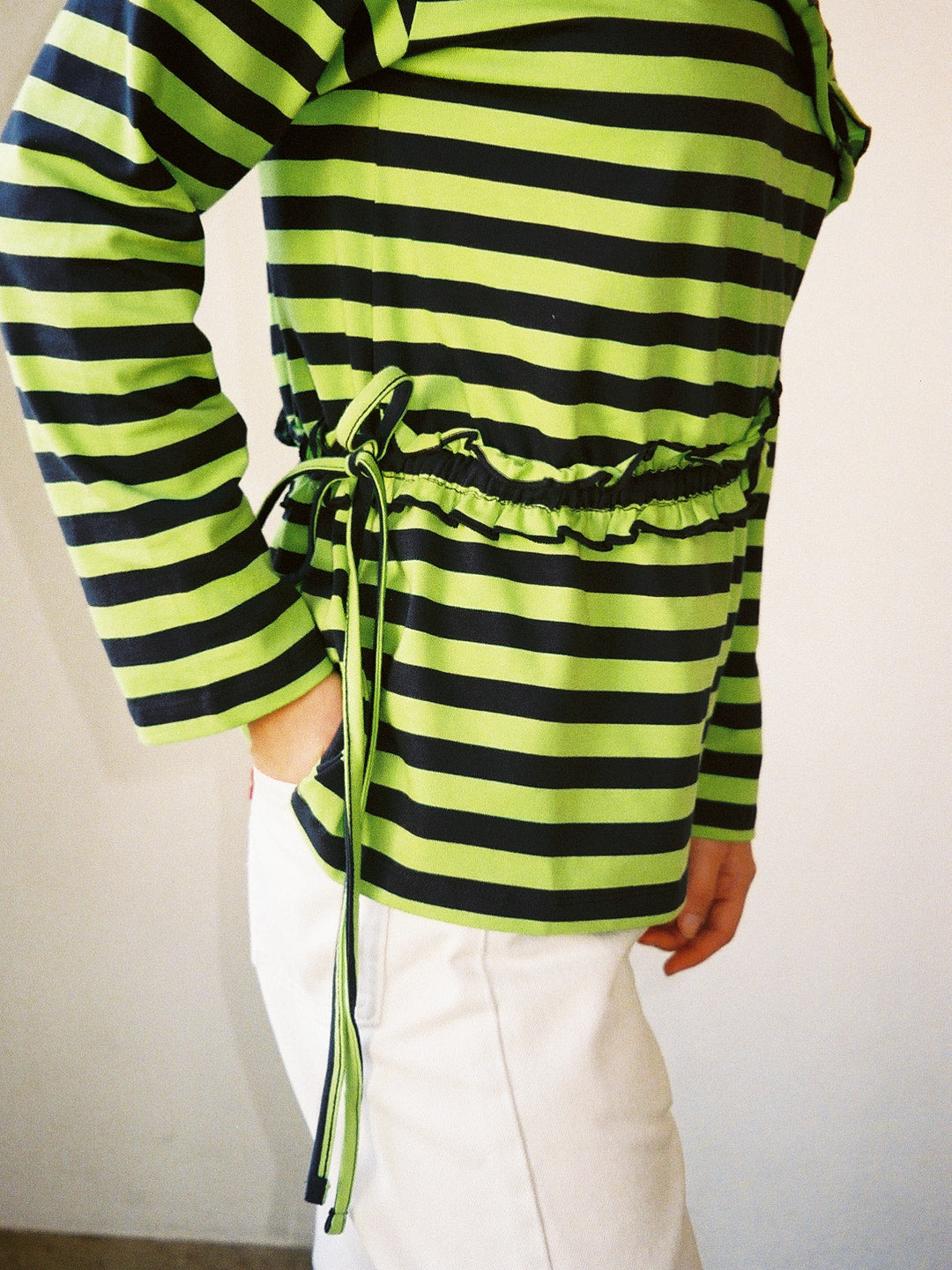 Prudie Ruffle Long Sleeve Tee Navy/Lime Exclusive Style