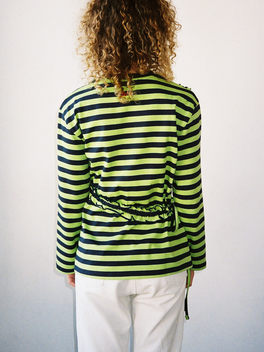 Prudie Ruffle Long Sleeve Tee Navy/Lime Exclusive Style