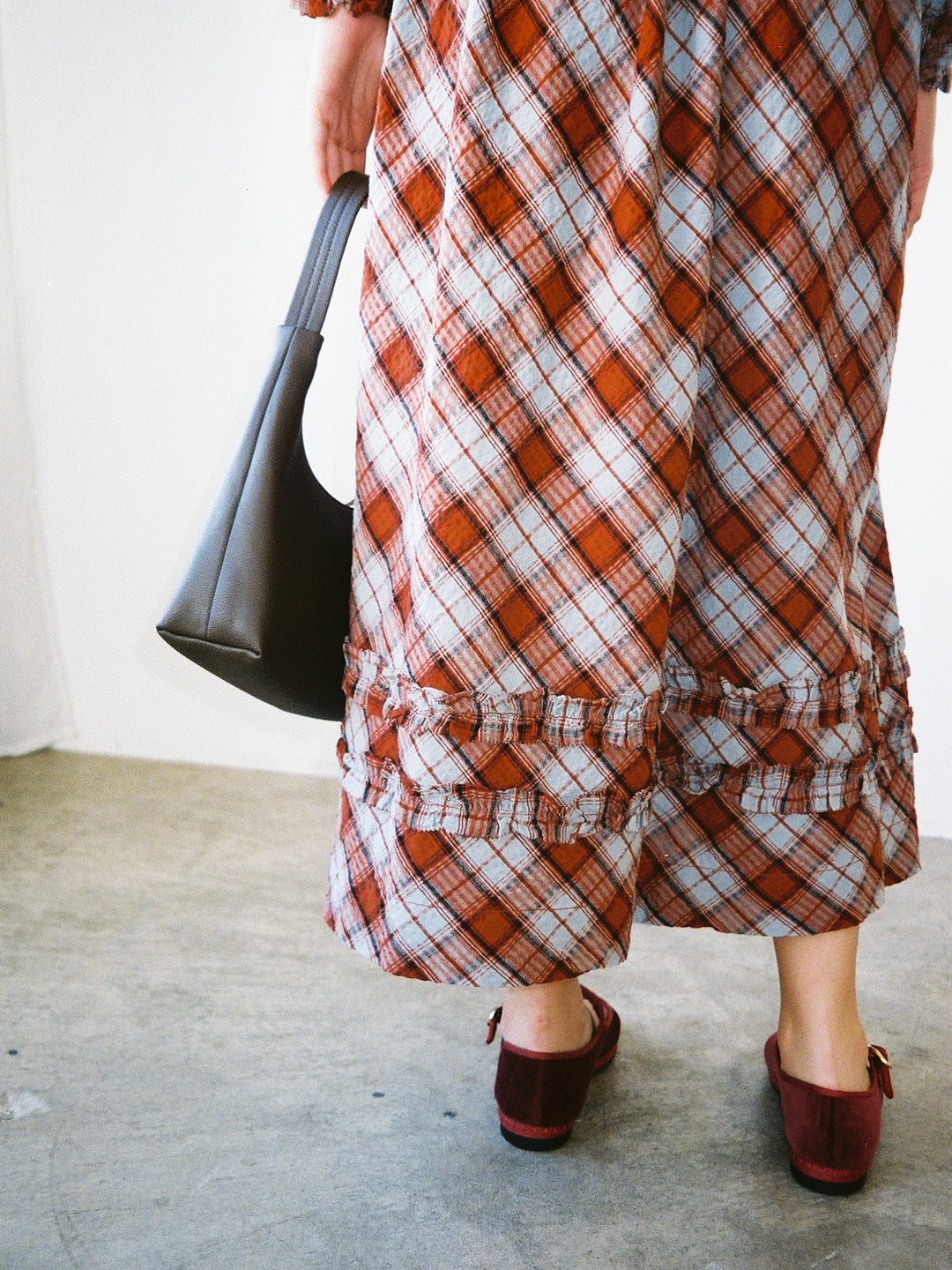 Posey Cardi Midi Dress Blue Fog Mutli Check Fresh Design