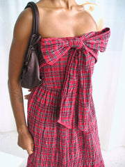 Mia Midi Dress Red Check Fresh Design