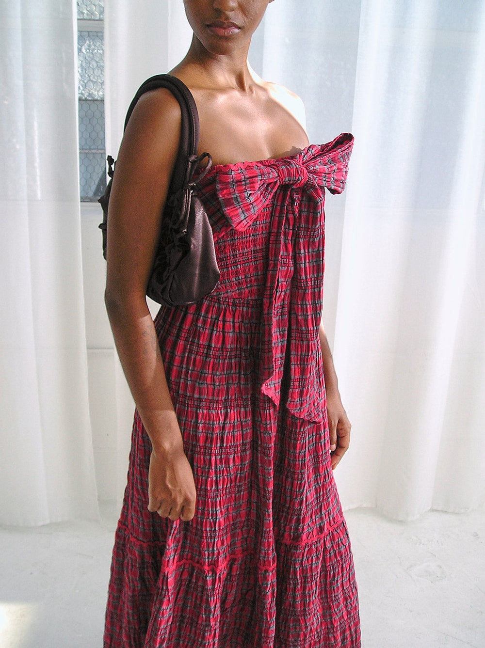 Mia Midi Dress Red Check Fresh Design