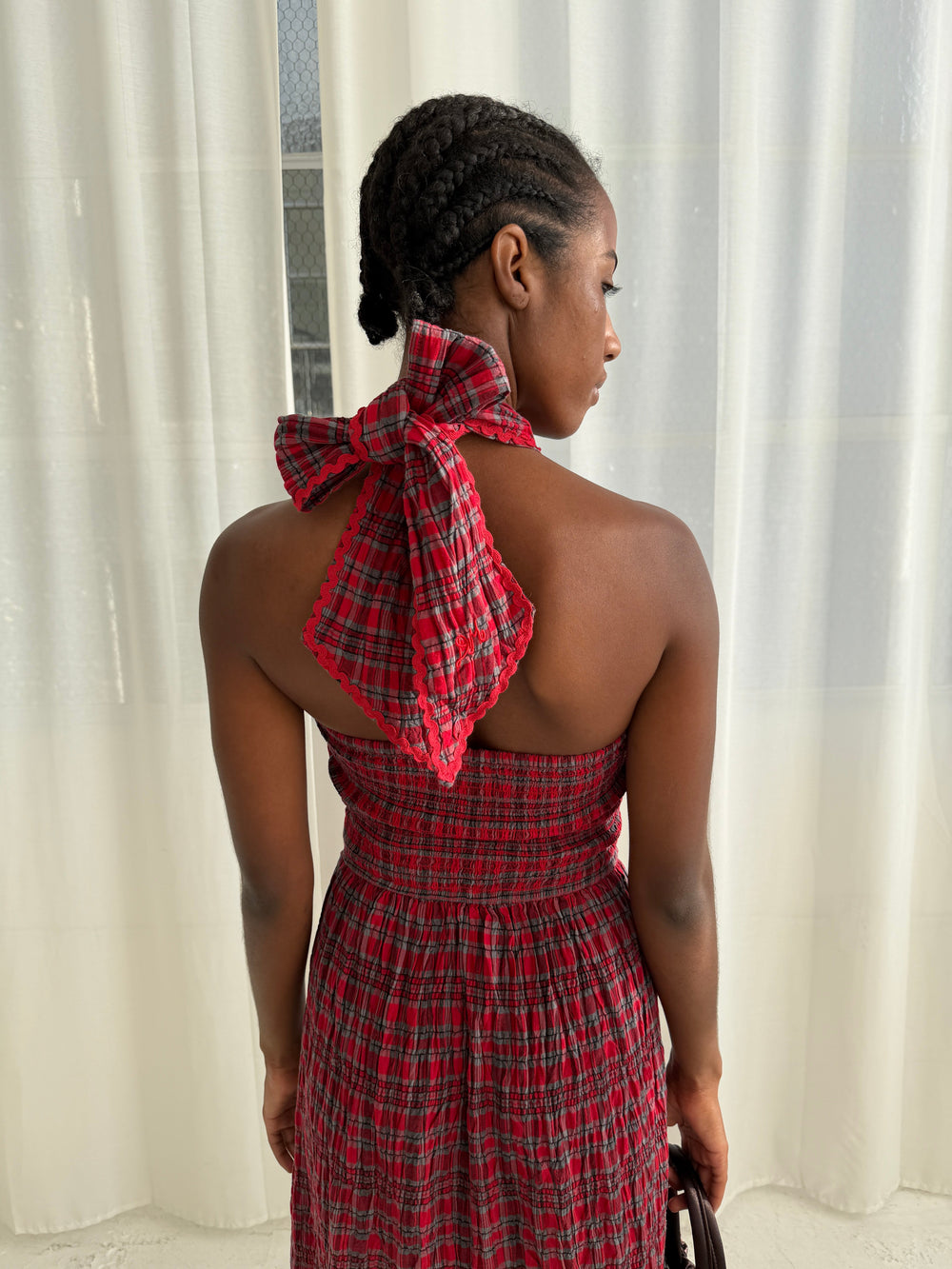 Mia Midi Dress Red Check Fresh Design