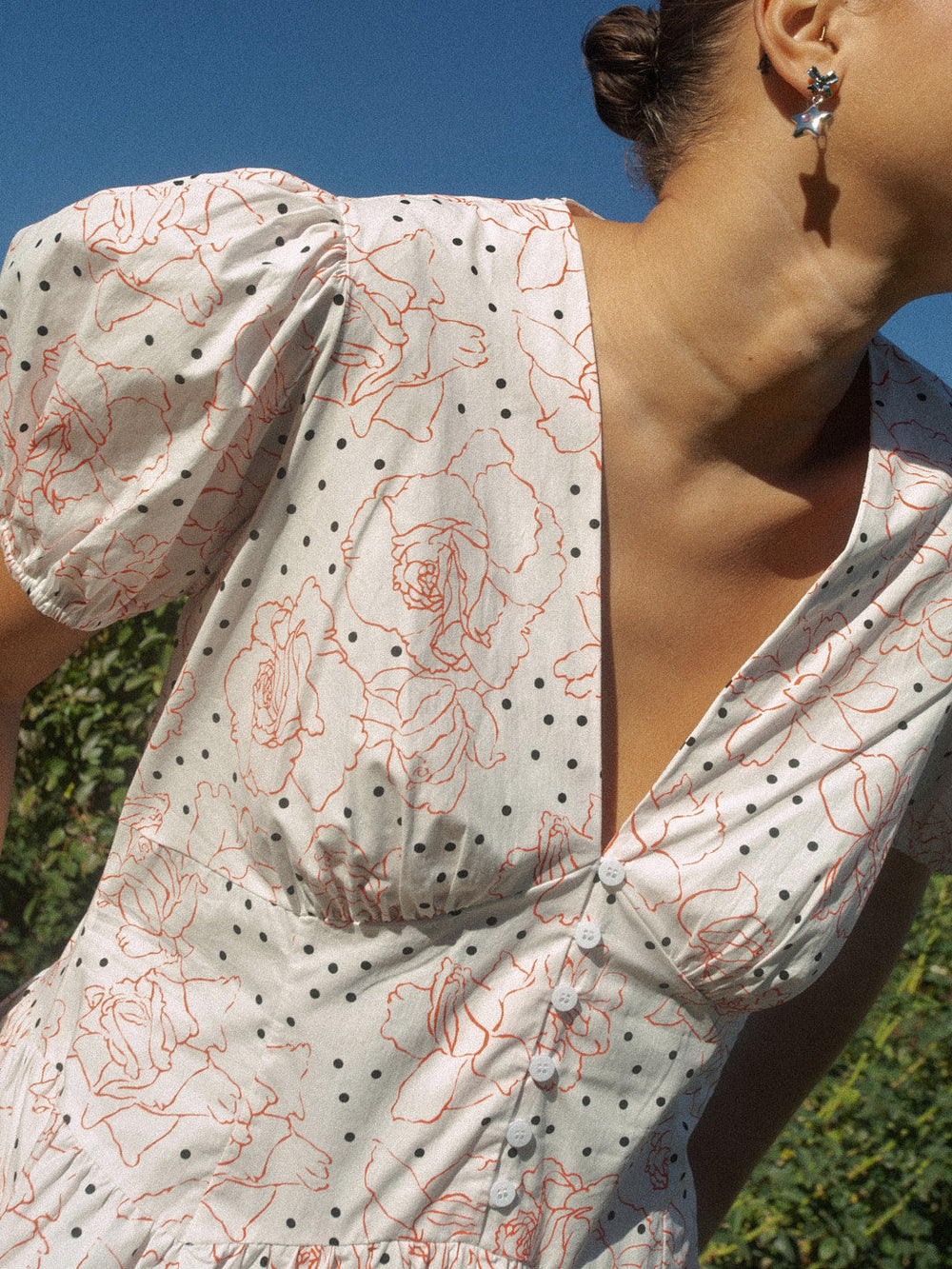 Elizabeth Dress Rose White Dot All New
