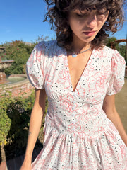 Elizabeth Dress Rose White Dot All New