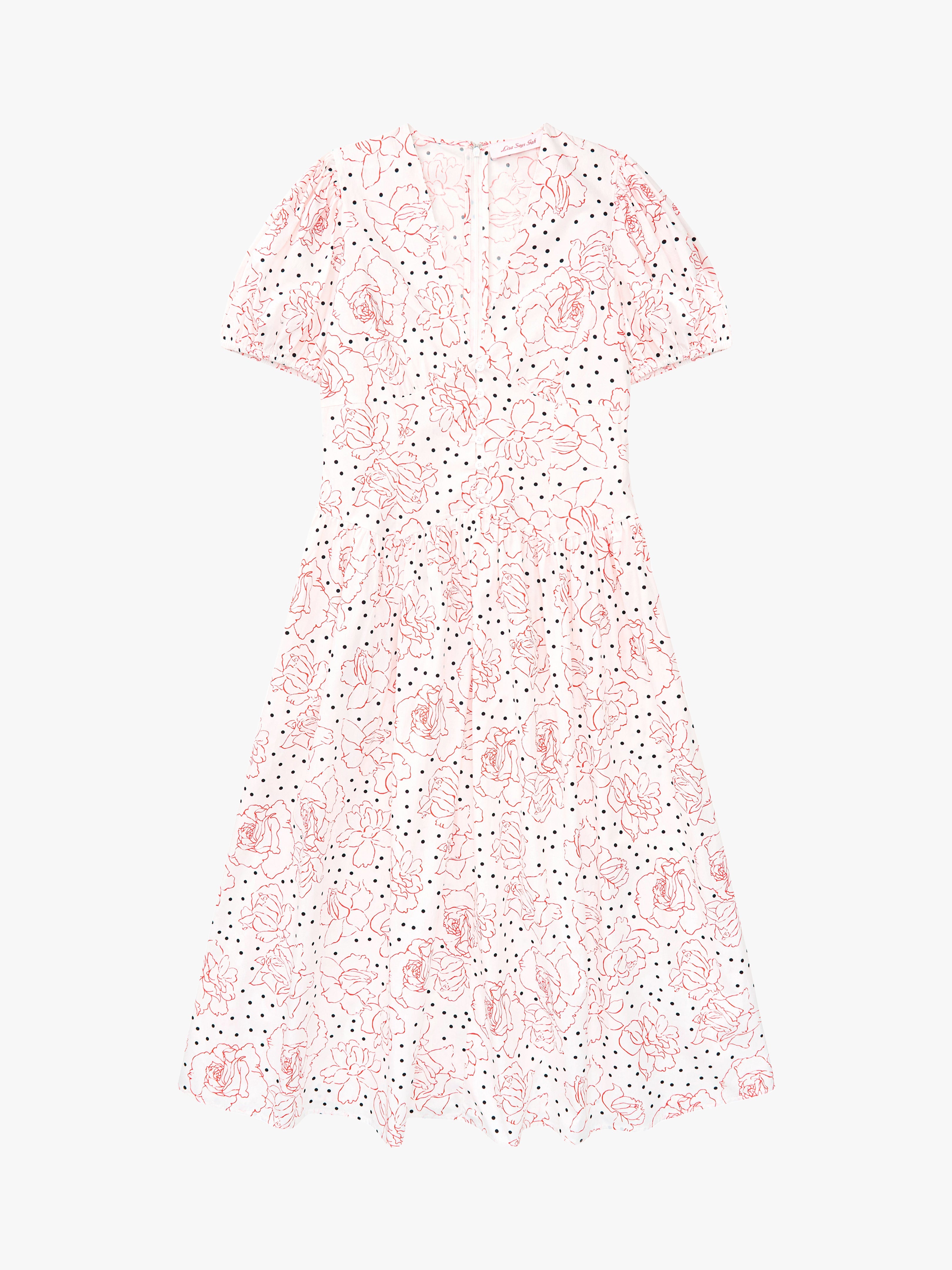 Elizabeth Dress Rose White Dot All New