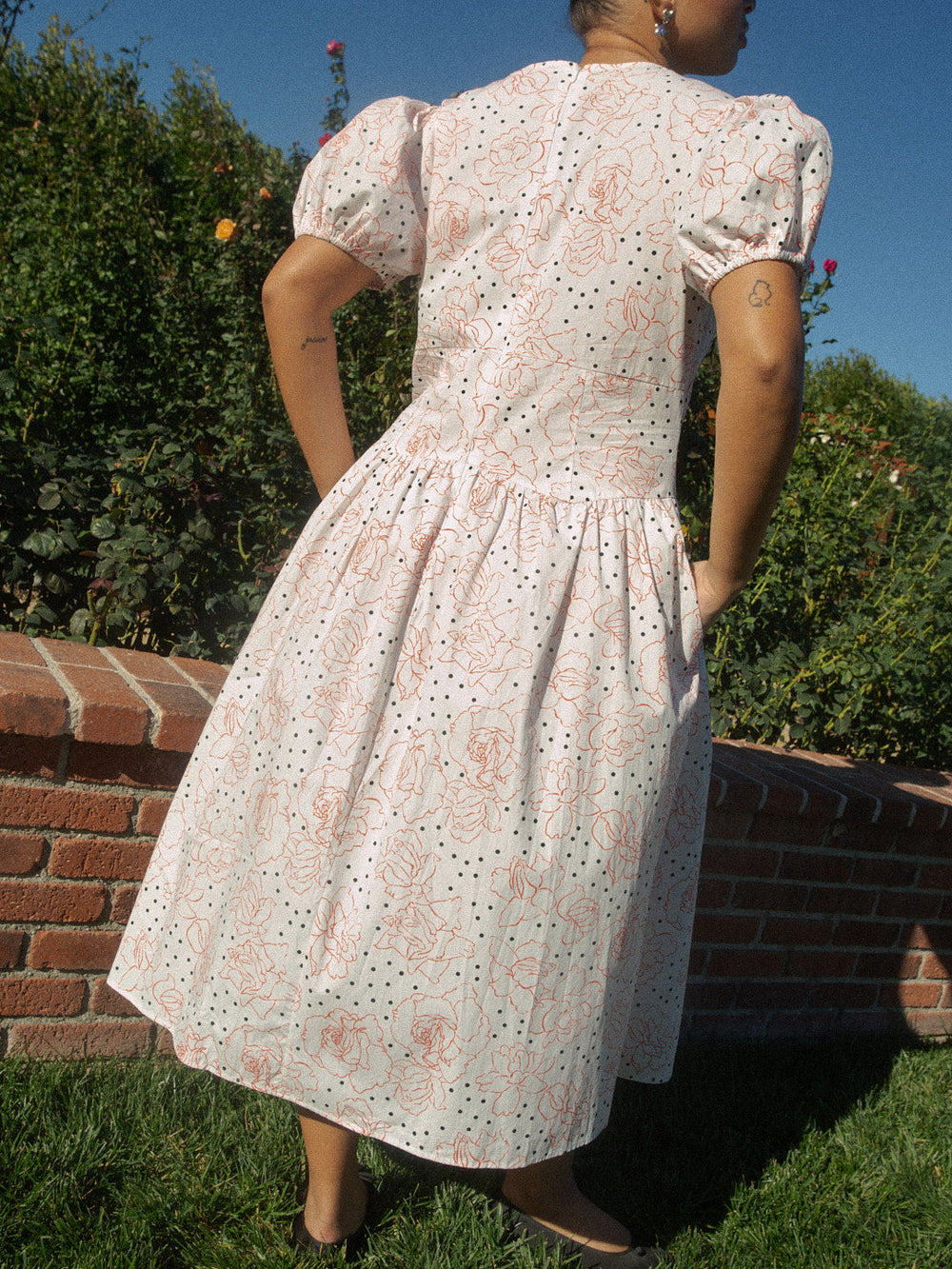 Elizabeth Dress Rose White Dot All New