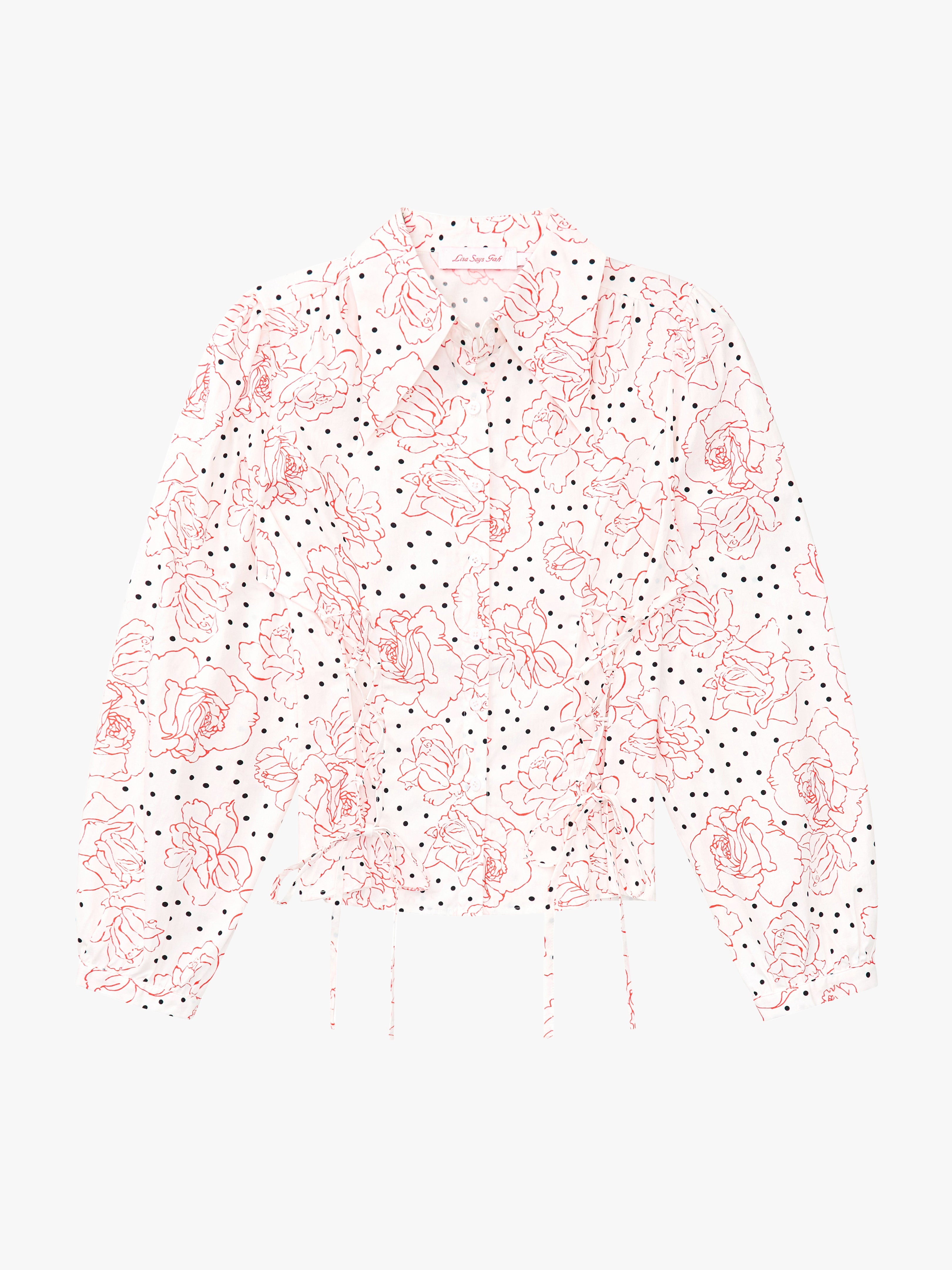 Jasper Button Up Rose Dot White Fresh Design