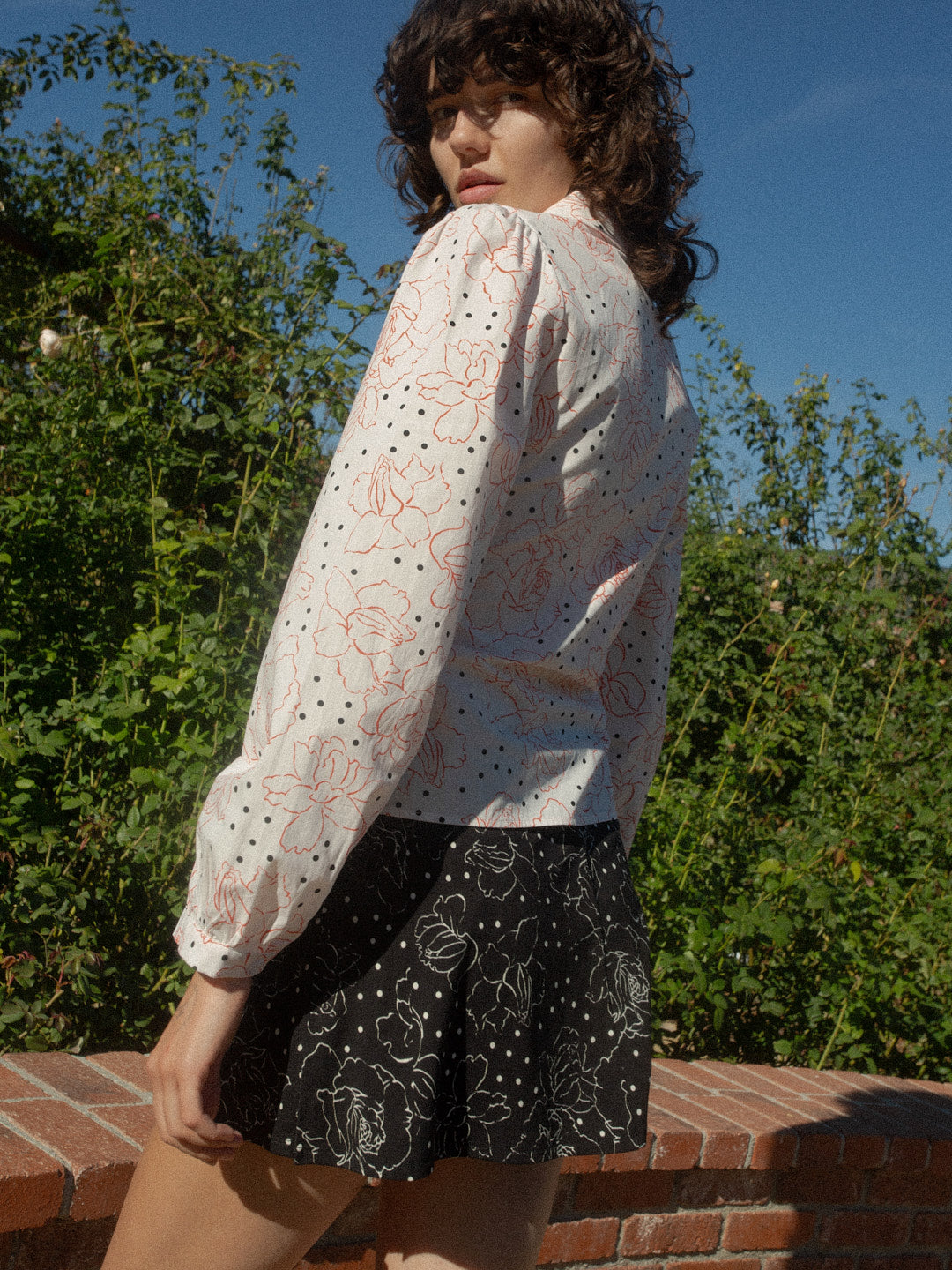 Jasper Button Up Rose Dot White Fresh Design