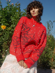 Iris Pearl Sweater Rose Dot Red Exclusive Style