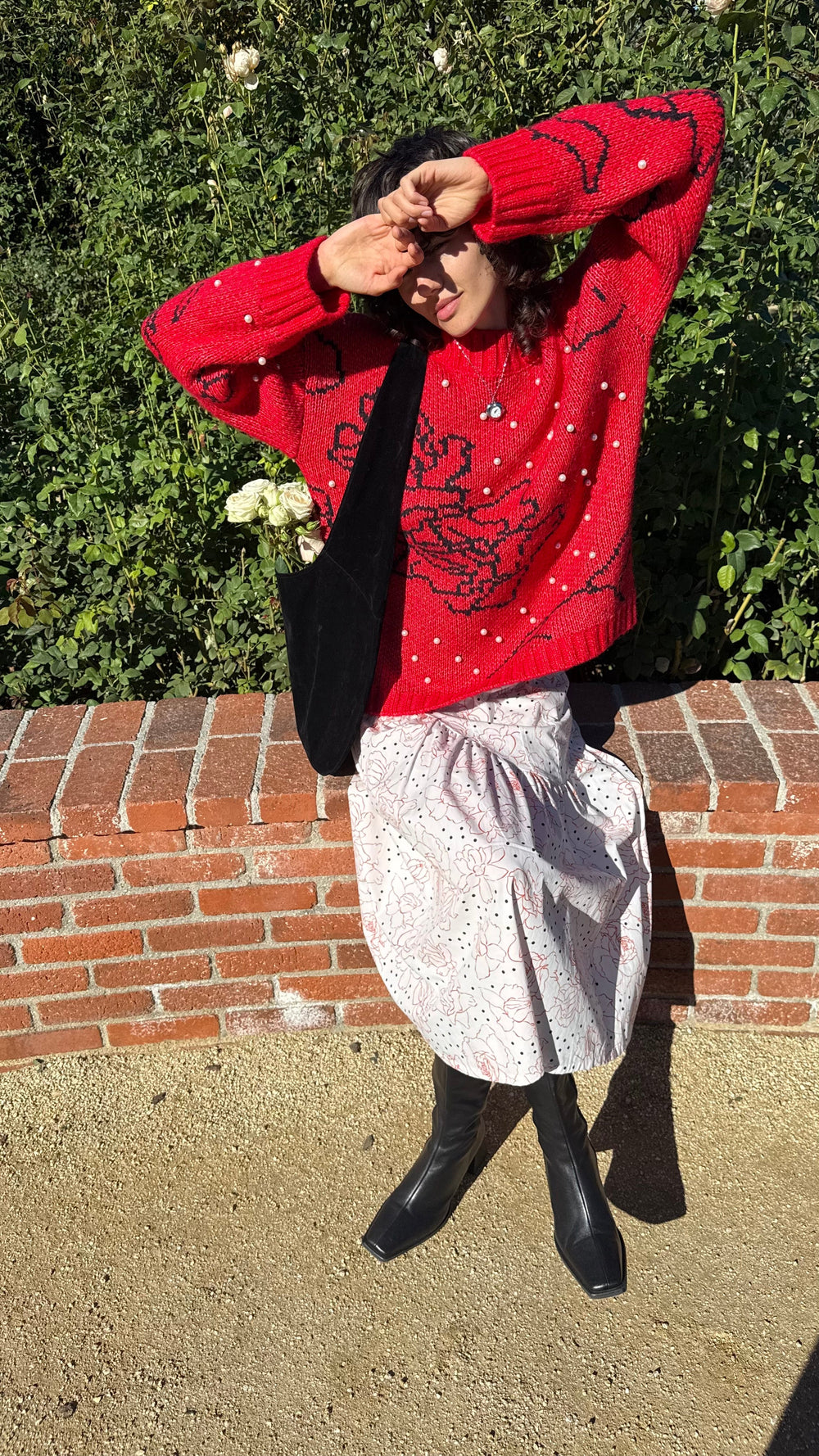 Iris Pearl Sweater Rose Dot Red Exclusive Style