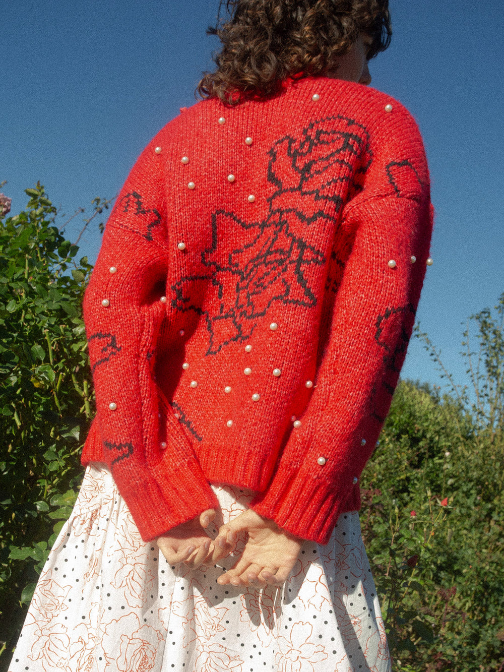 Iris Pearl Sweater Rose Dot Red Exclusive Style
