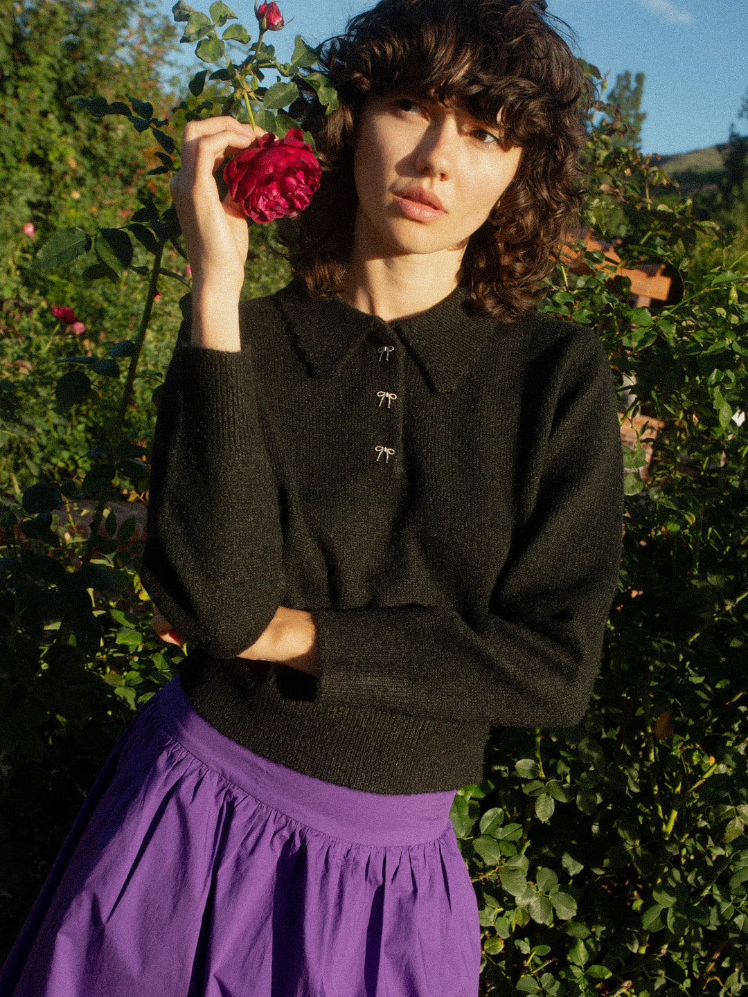 Posey Polo Sweater Black Fine Craftsmanship