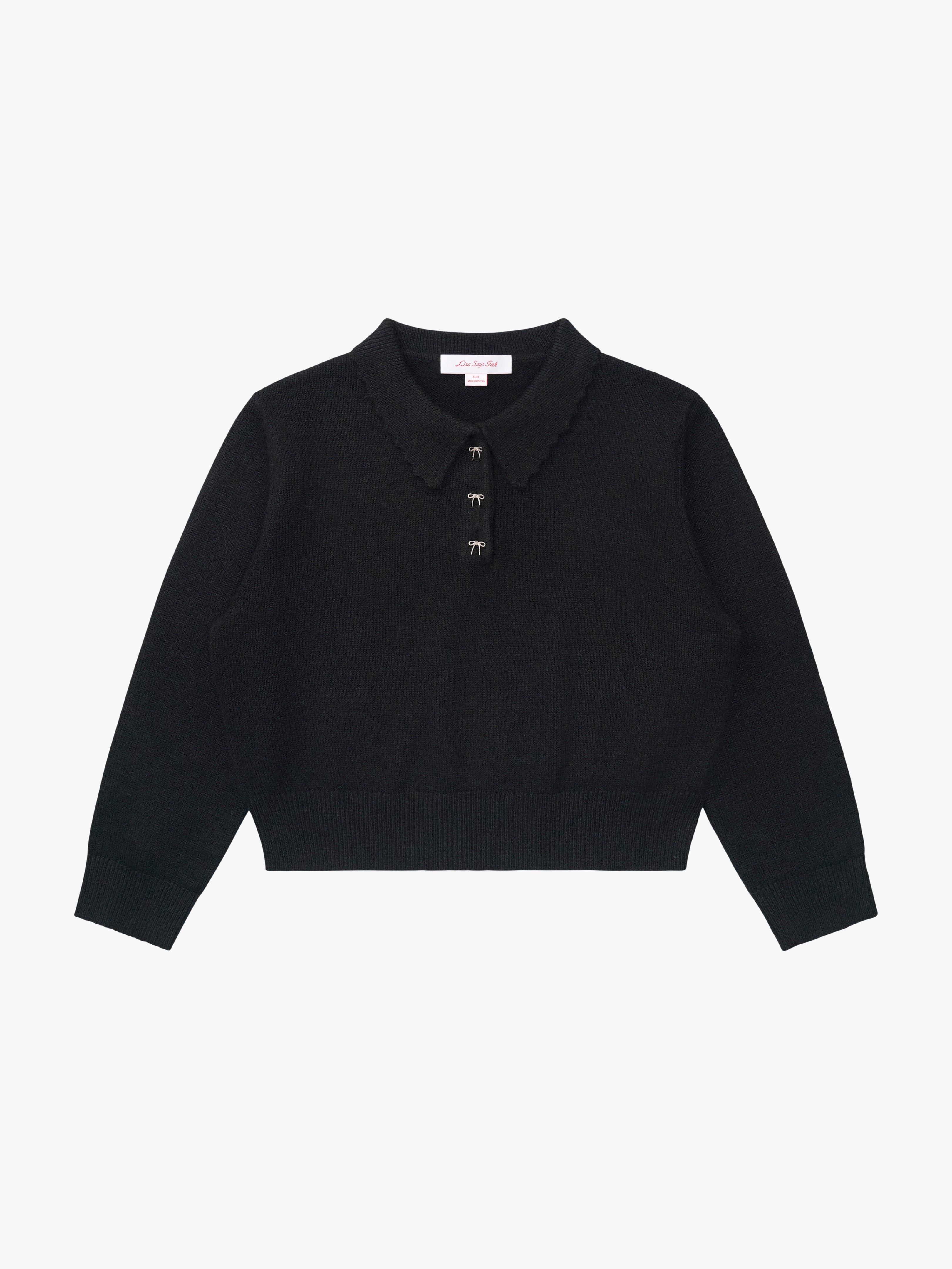 Posey Polo Sweater Black Fine Craftsmanship
