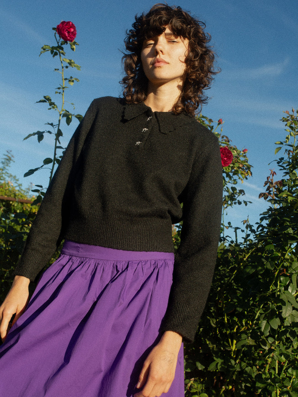 Posey Polo Sweater Black Fine Craftsmanship