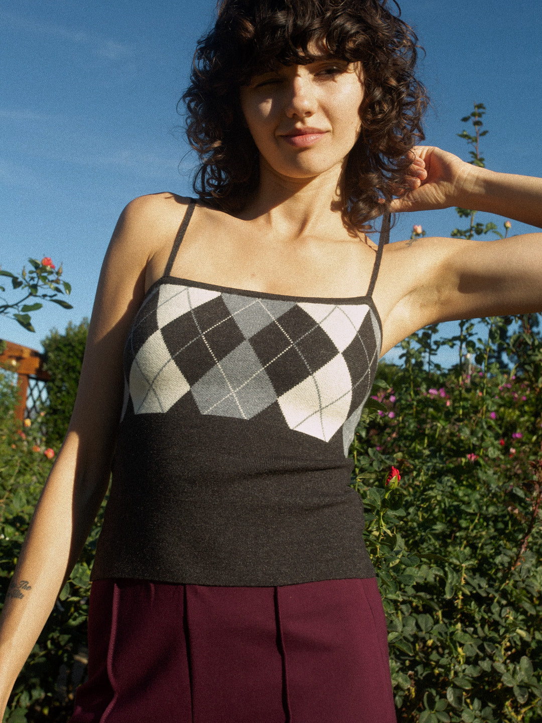 Emi Tank Grey Argyle Fresh Design