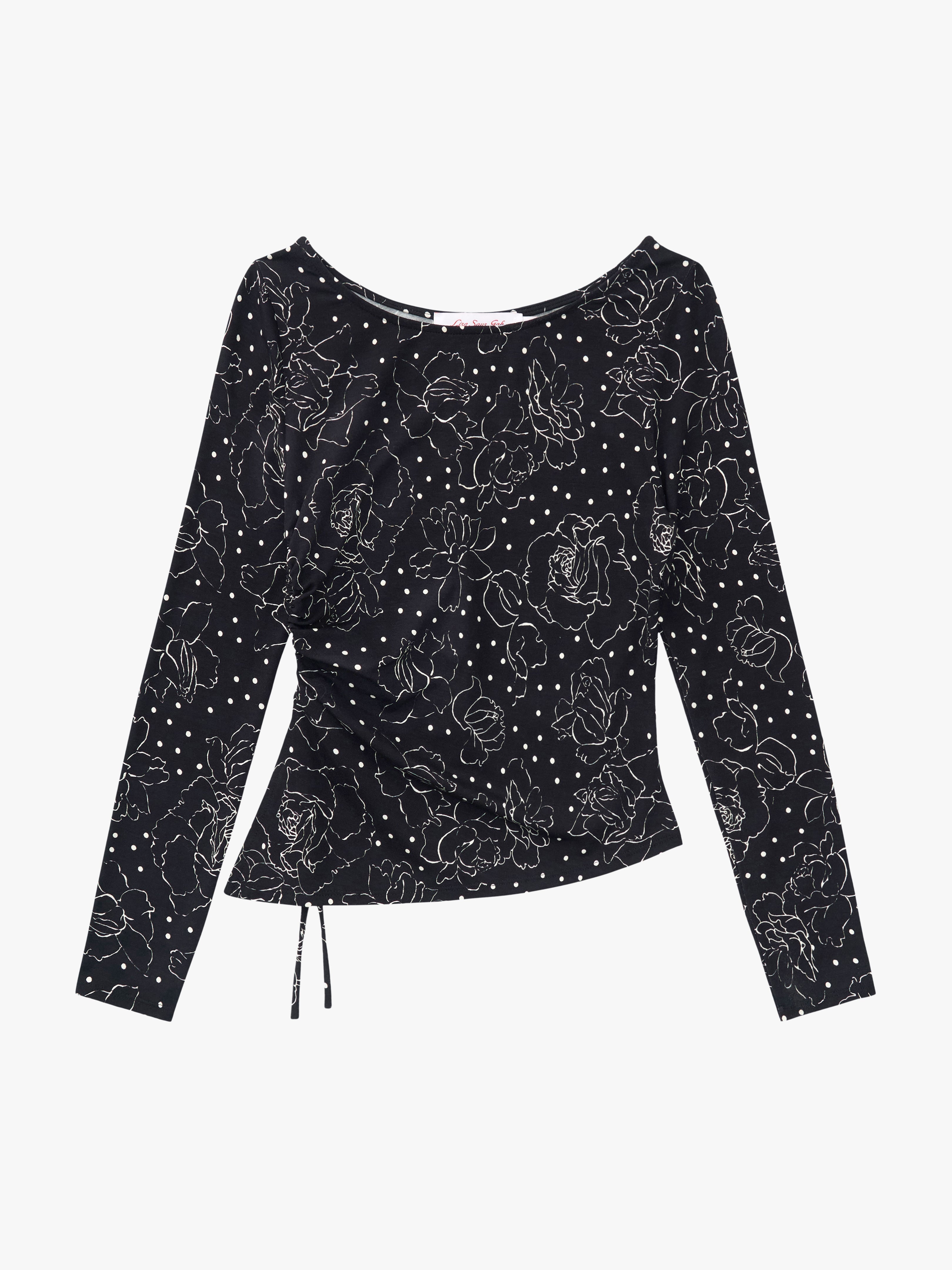 Emma Long Sleeve Top Rose Dot Black Exclusive Style