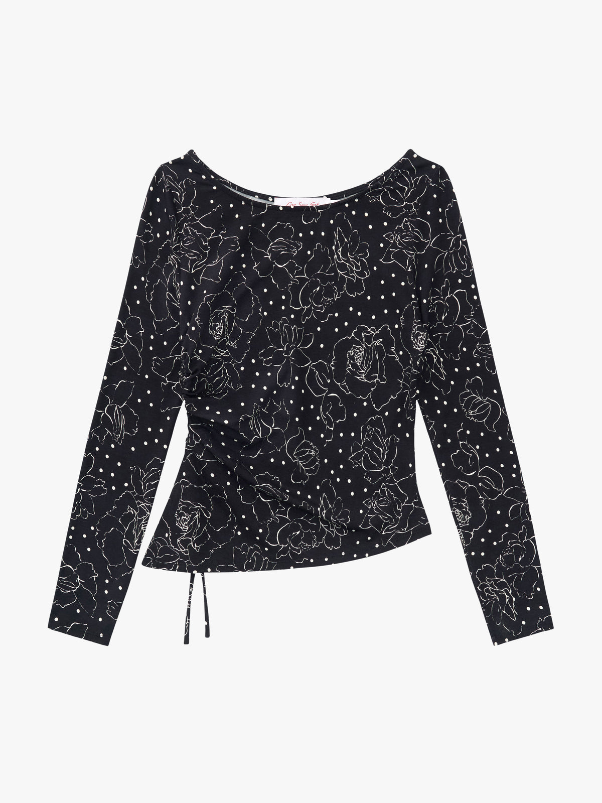 Emma Long Sleeve Top Rose Dot Black Exclusive Style