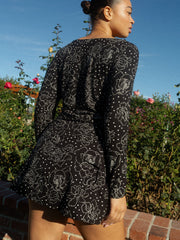 Emma Long Sleeve Top Rose Dot Black Exclusive Style