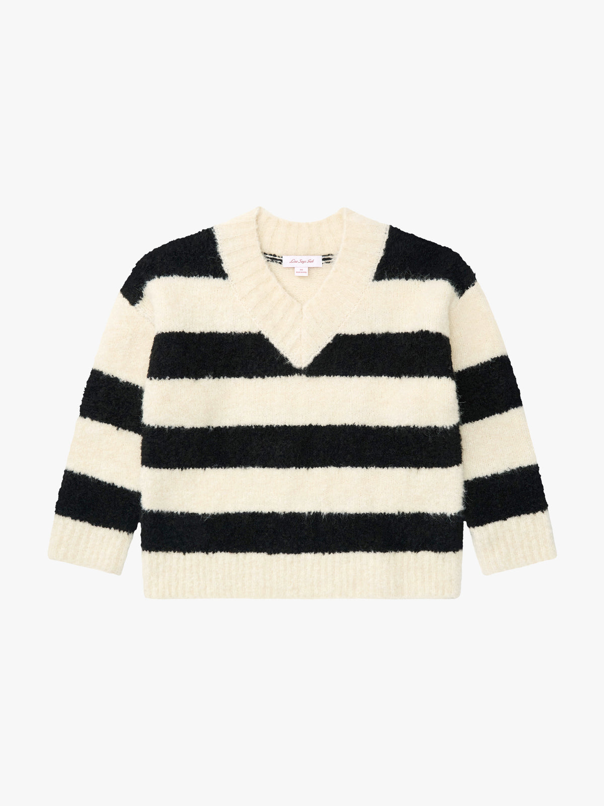 Coby V-Neck Sweater Black/White Stripes Fine Craftsmanship