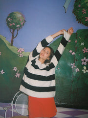 Coby V-Neck Sweater Black/White Stripes Fine Craftsmanship
