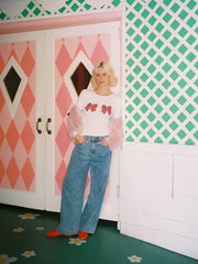 Dana Long Sleeve Tee White/Bows All New