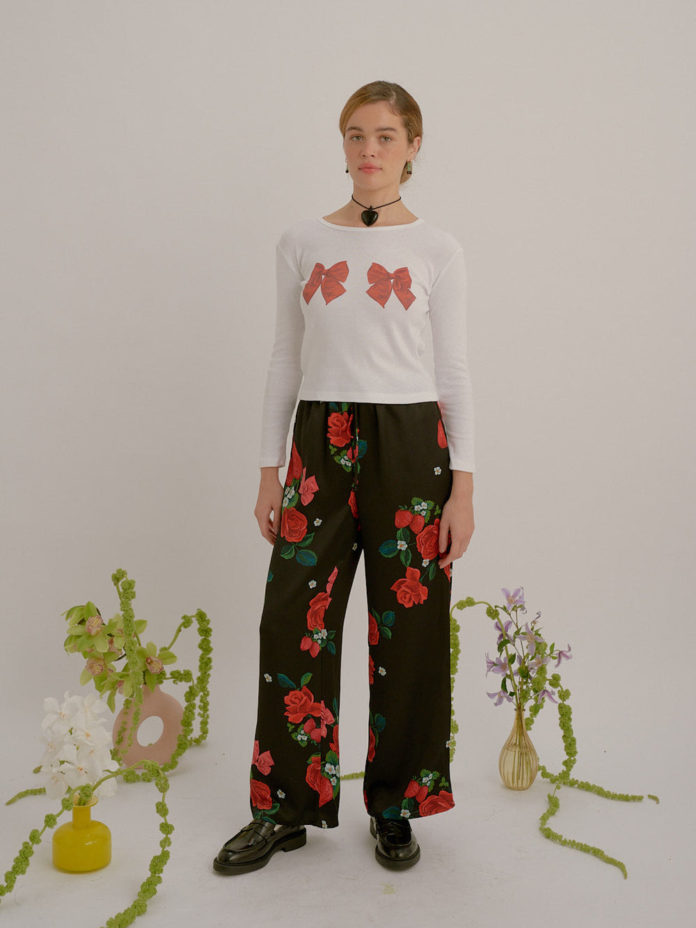 Dana Long Sleeve Tee White/Bows All New