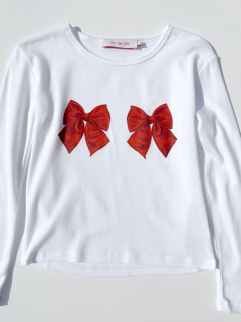 Dana Long Sleeve Tee White/Bows All New