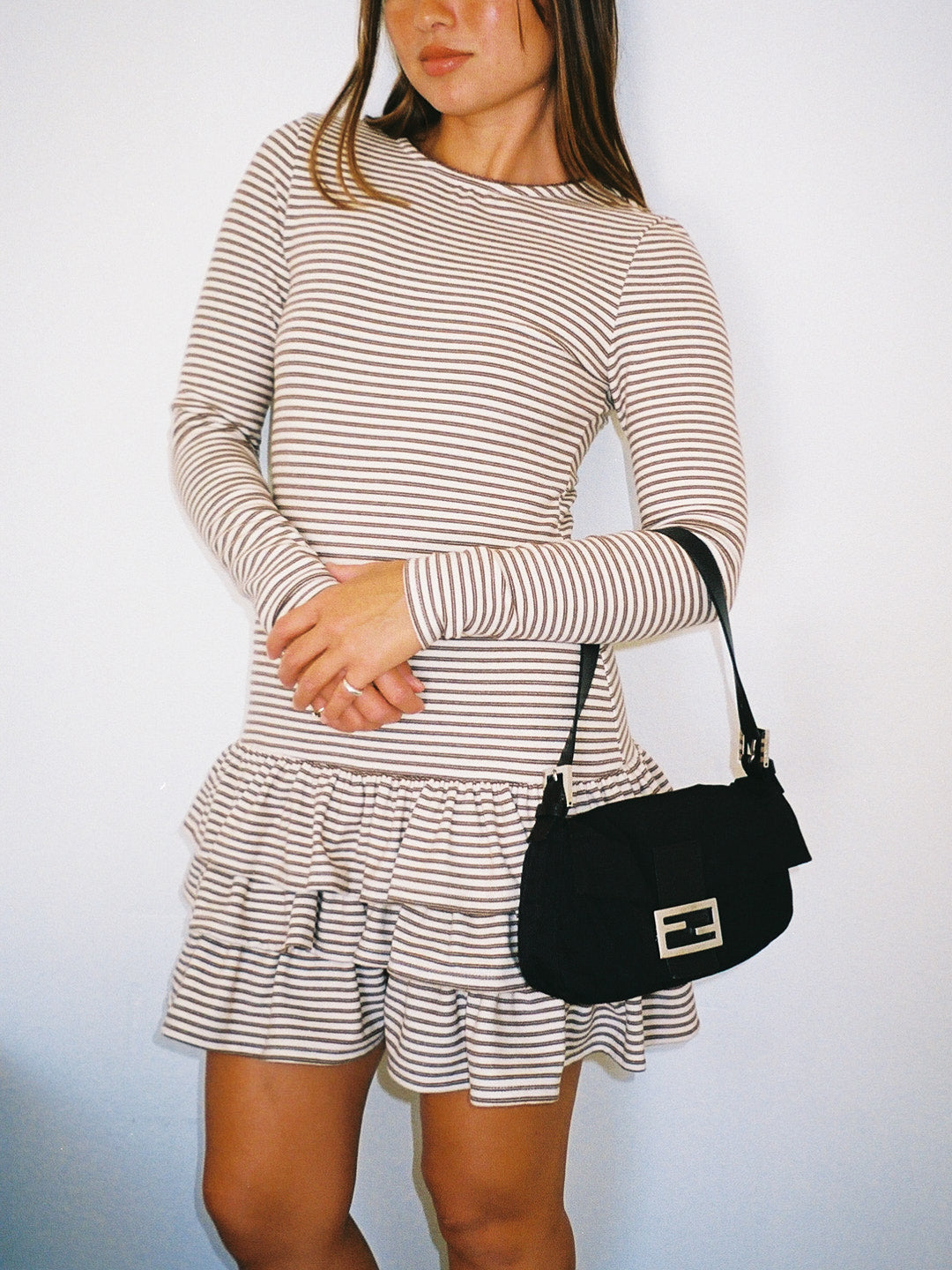 Colette Mini Dress Brown Stripe Exclusive Style