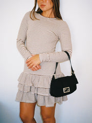 Colette Mini Dress Brown Stripe Exclusive Style