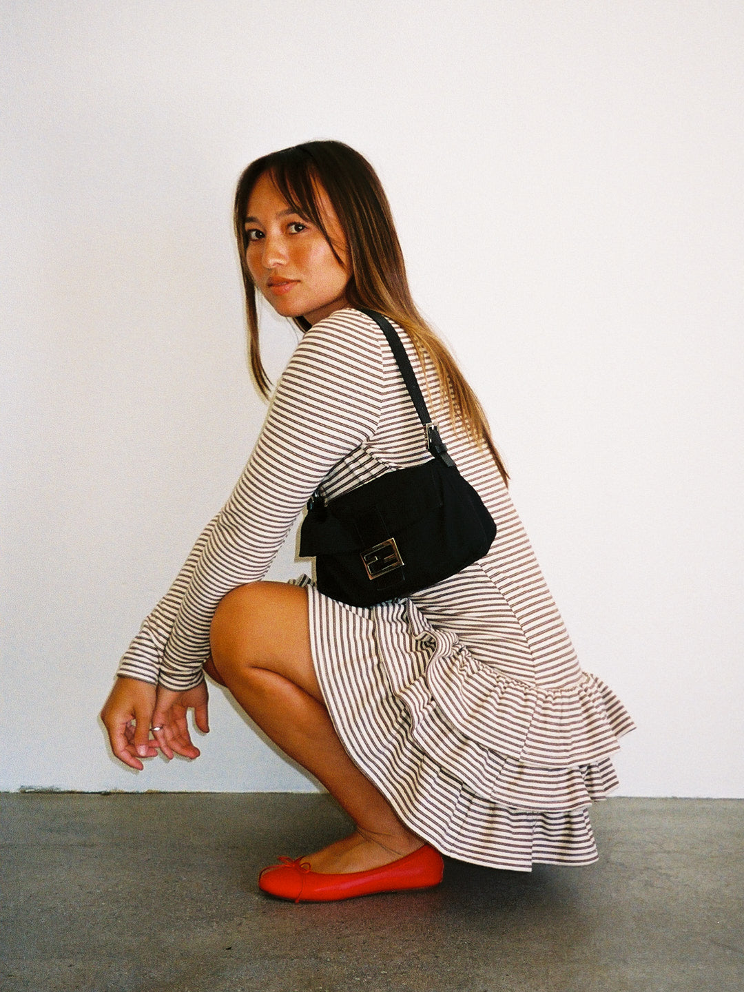 Colette Mini Dress Brown Stripe Exclusive Style