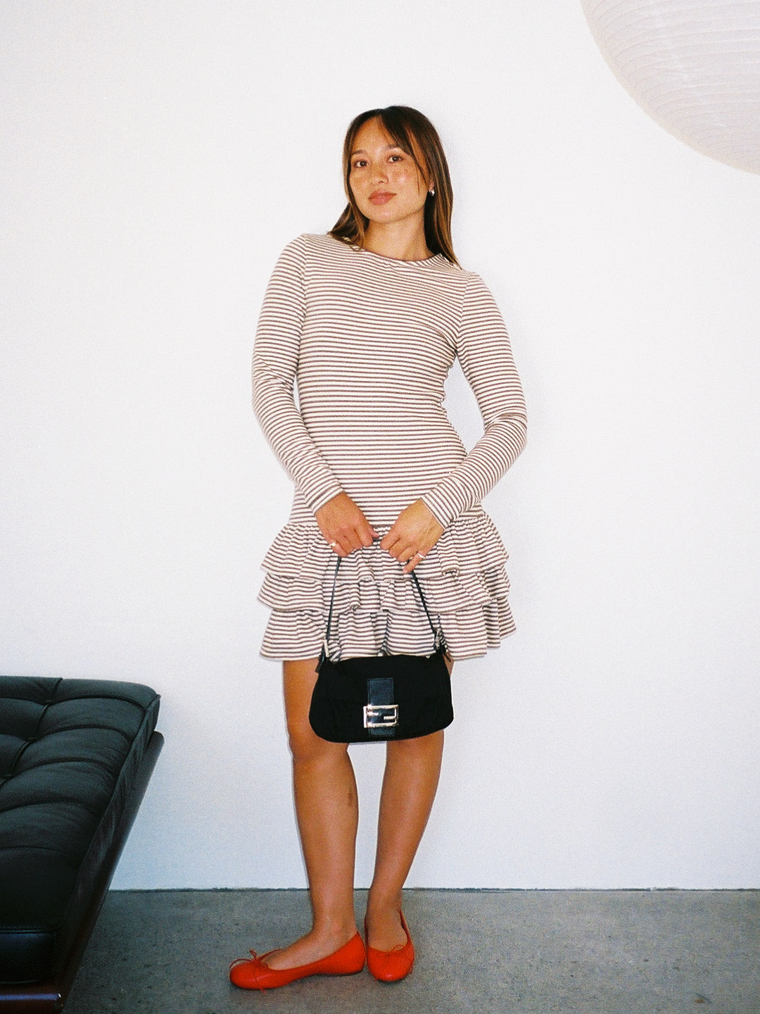 Colette Mini Dress Brown Stripe Exclusive Style