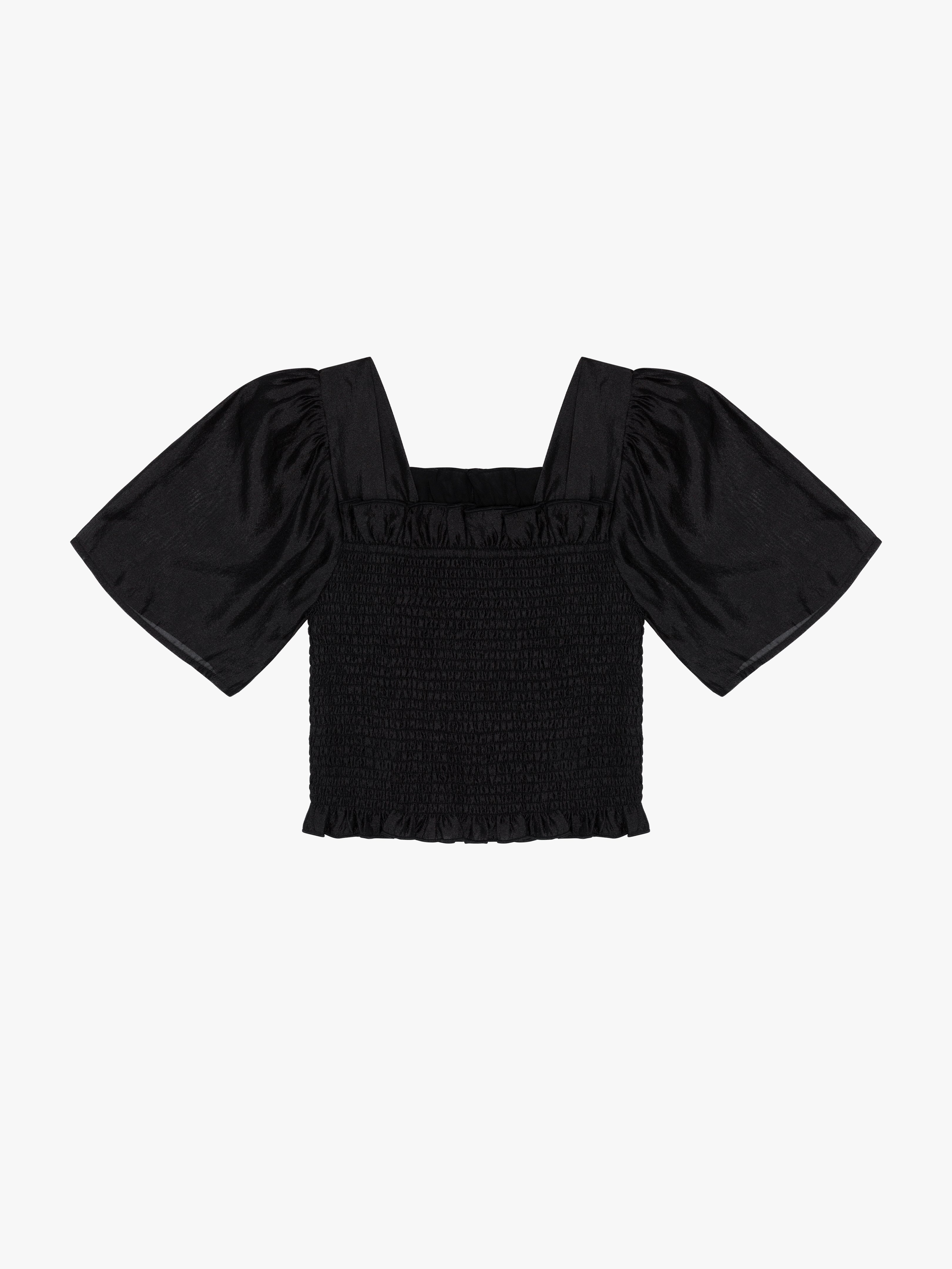 Toni Smocked Top Black Organza Fine Craftsmanship
