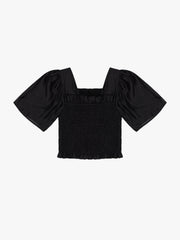 Toni Smocked Top Black Organza Fine Craftsmanship