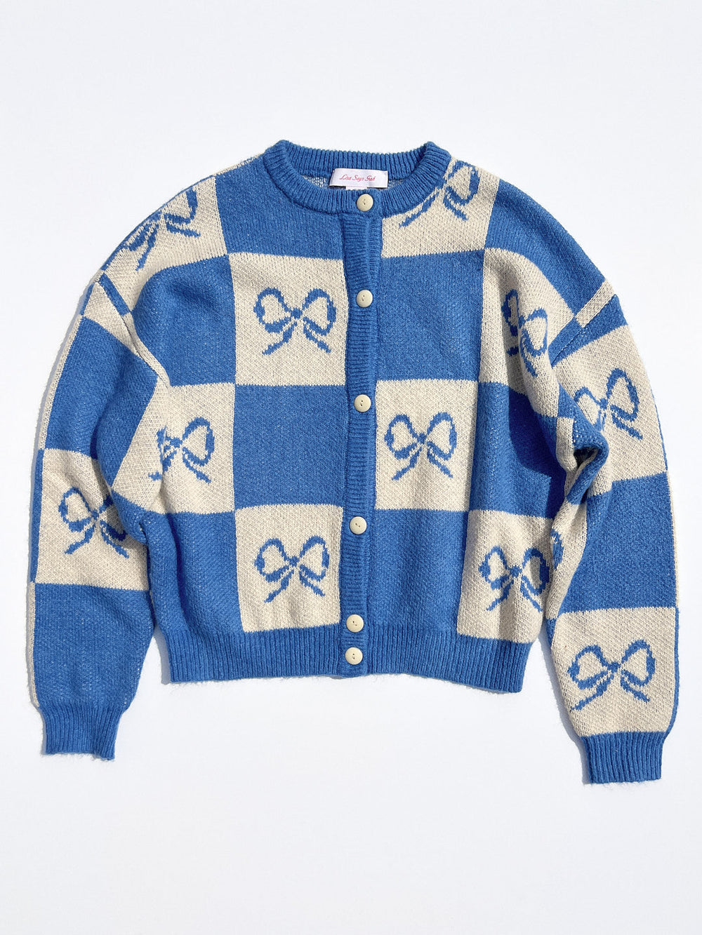Lauda Cardi Navy Bow Check Fine Craftsmanship