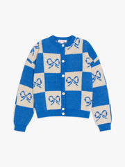 Lauda Cardi Navy Bow Check Fine Craftsmanship