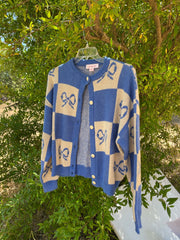 Lauda Cardi Navy Bow Check Fine Craftsmanship