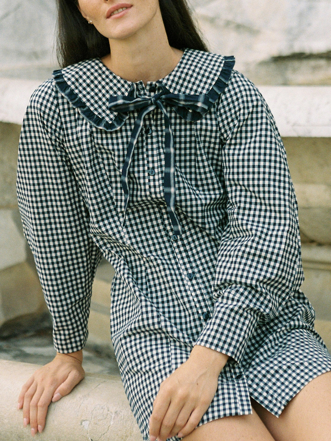 Piper Dress Midnight Check Mix Fine Craftsmanship